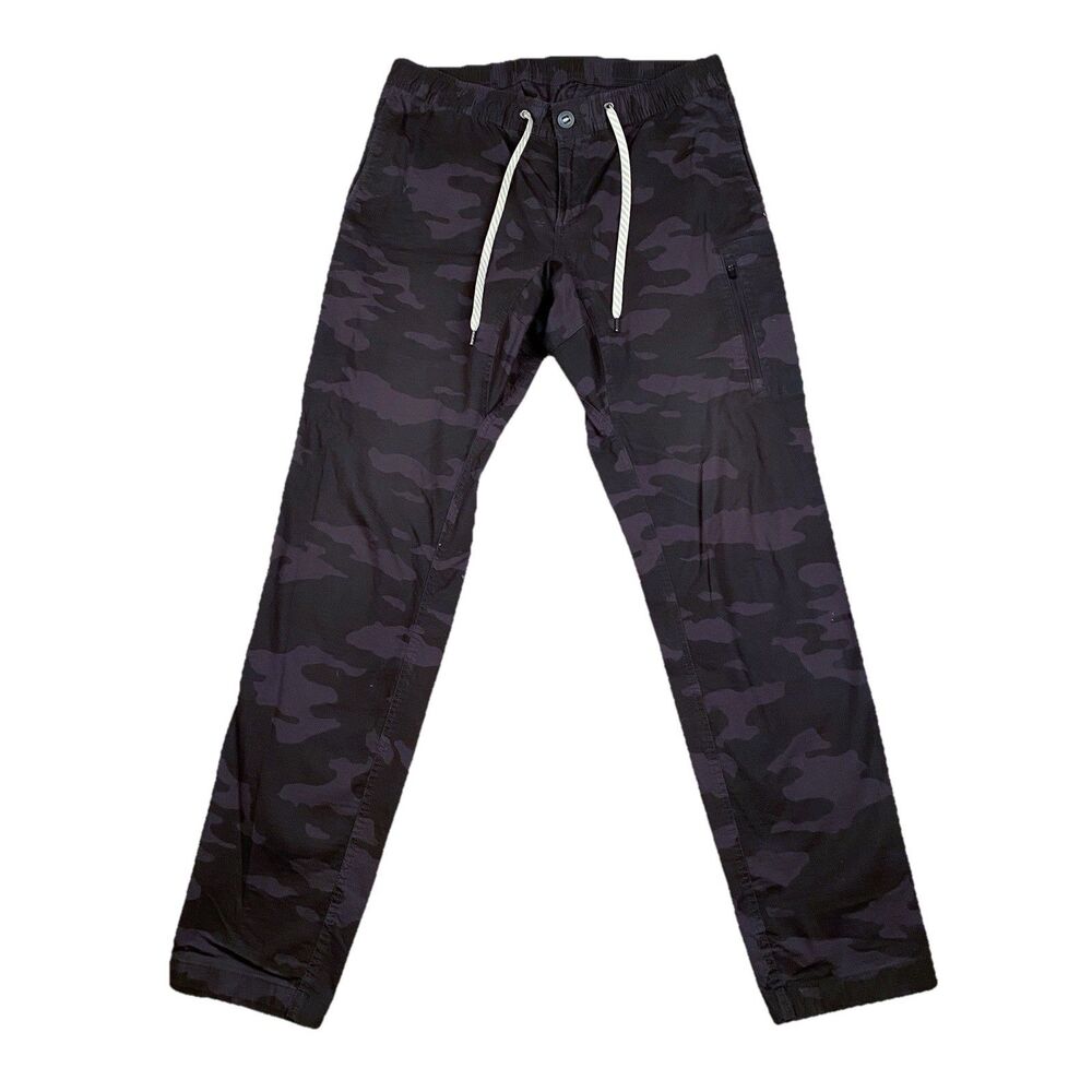 Vuori Ripstop Pants Mens 30x30 Black Gray Camo Zip Pockets Outdoor Travel V412